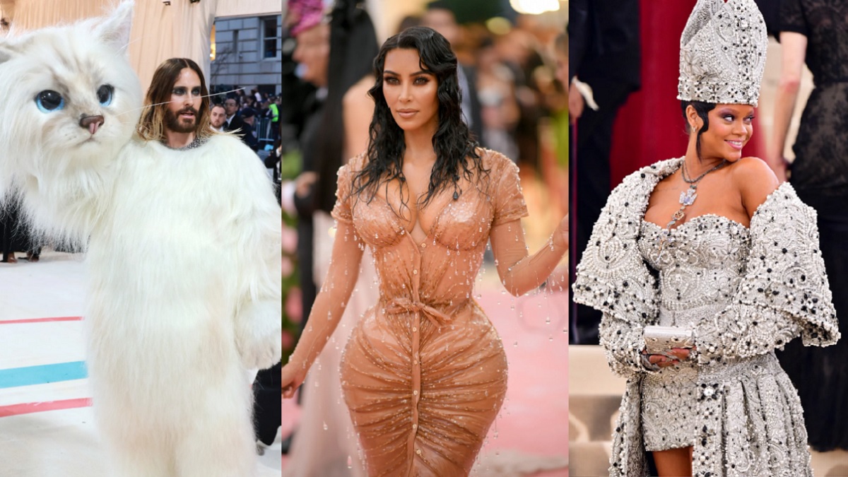 Jared Leto, Kim Kardashian y Rihanna en diferentes años de la Met Gala. Fotos: Vanity Fair