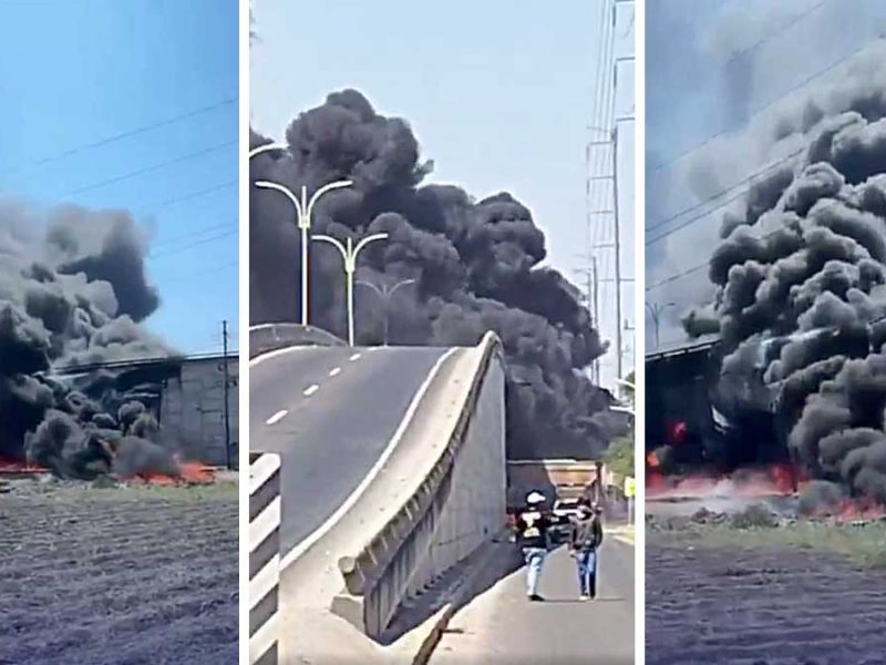 Pipa de combustible estalla en Querétaro tras chocar contra el tren; hay dos muertos