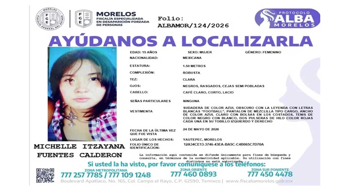 Desaparición Michelle Itzayana Morelos
