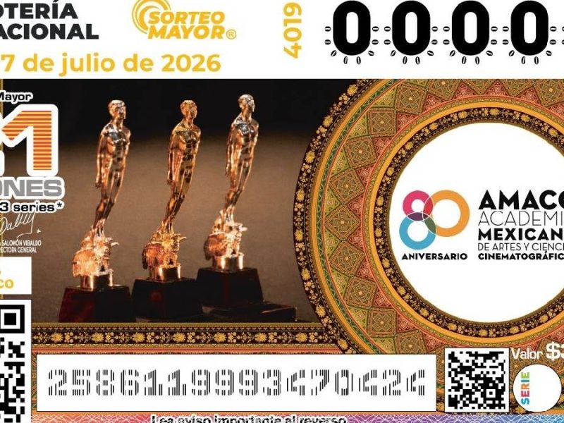 La Lotería Nacional celebra 80 años de la AMACC con billete conmemorativo dedicado al cine mexicano