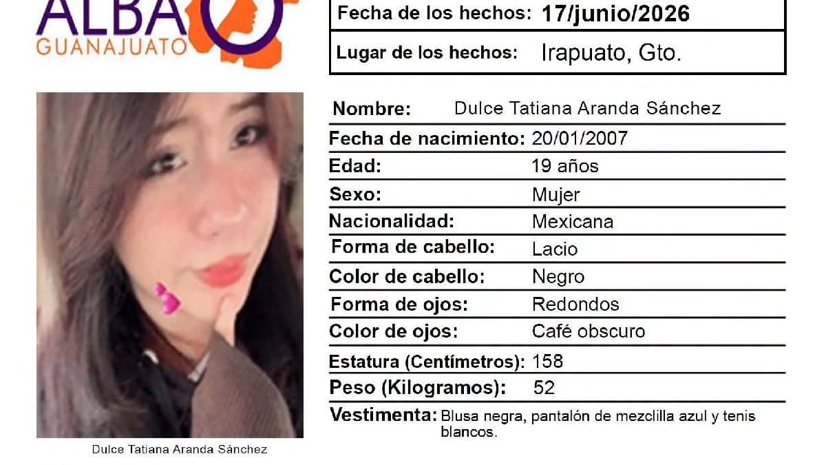 Desaparece Dulce Tatiana Irapuato