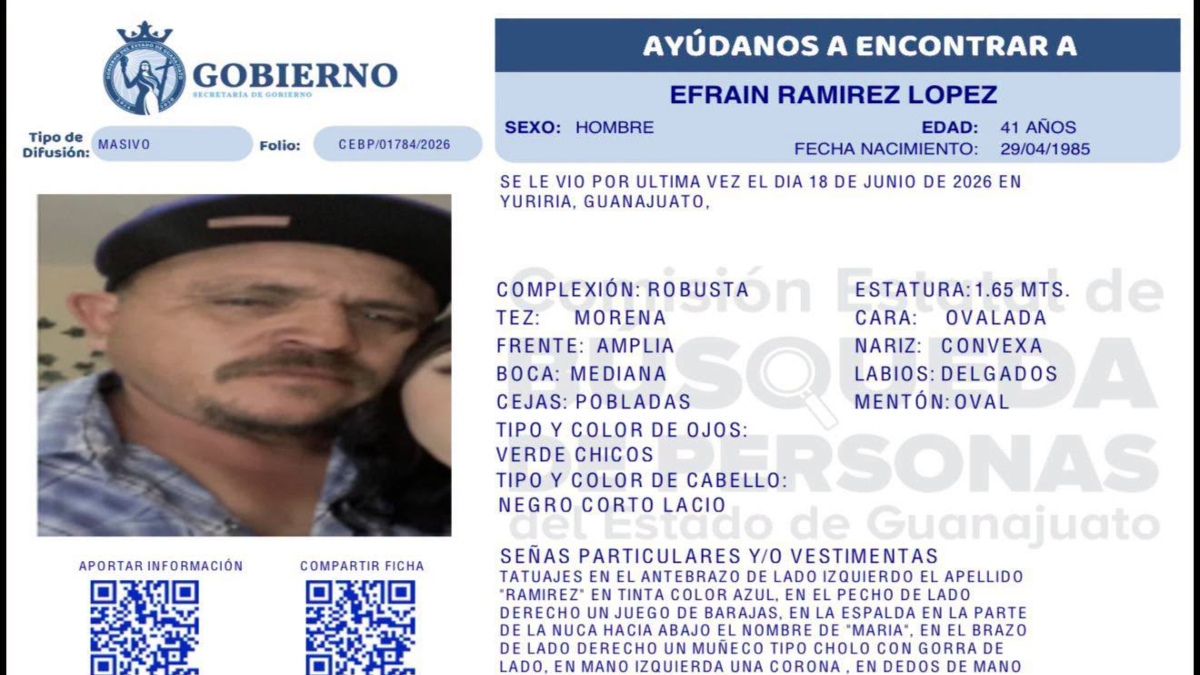 Efraín Ramírez desaparición Yuriria