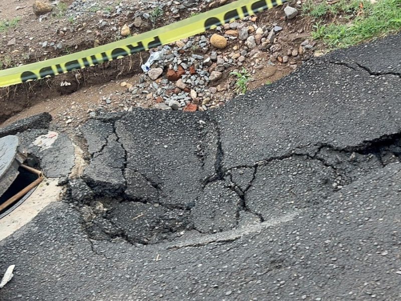 Tras fin de semana lluvioso, reportan hundimientos en calles y caída de árboles en Guanajuato capital