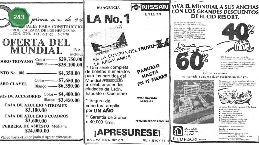 Ofertas en León durante el Mundial 86