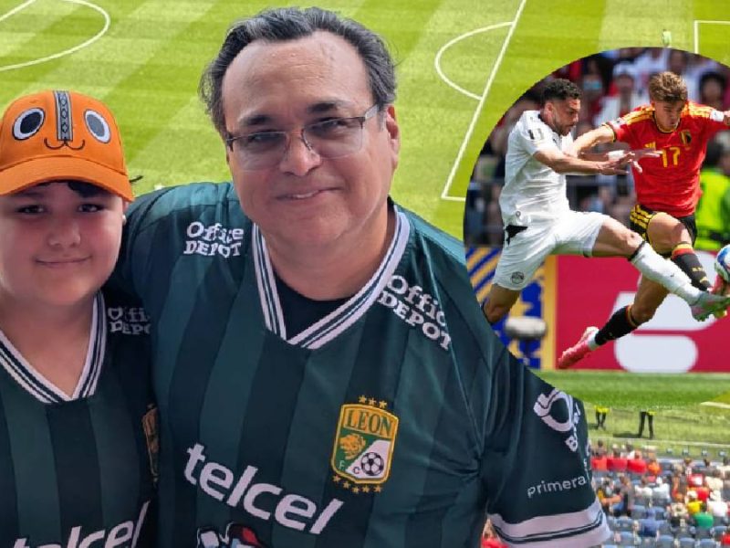Mundial 2026: De León para el mundo, Víctor y Erick presumen su playera de la Fiera en el Bélgica Vs Egipto 