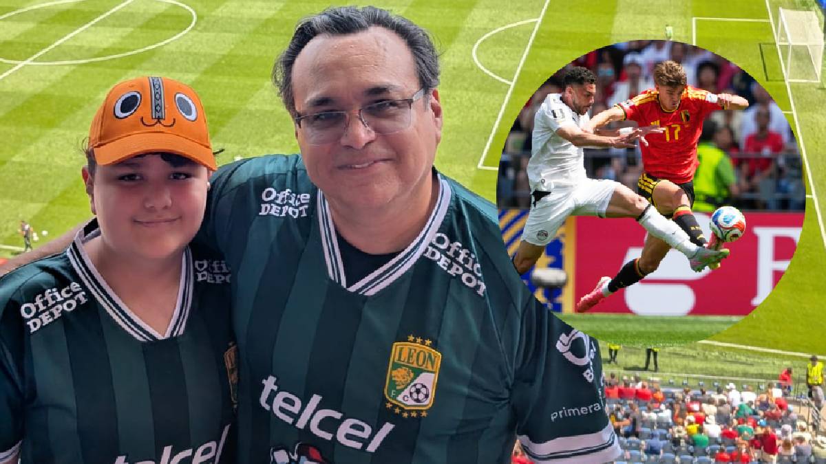 Mundial 2026: De León para el mundo, Víctor y Erick presumen su playera de la Fiera en el Bélgica Vs Egipto  - Foto: Cortesía familia Frausto - AP.