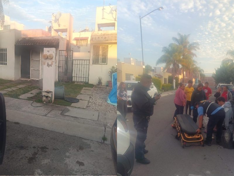 Deja incendio en vivienda de Puertas de Santa María una persona lesionada