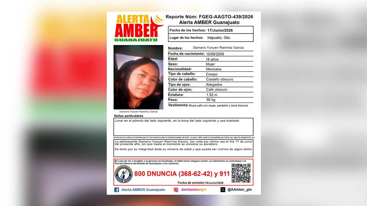 Irapuato desaparecida Damaris Yunuen Ramírez
