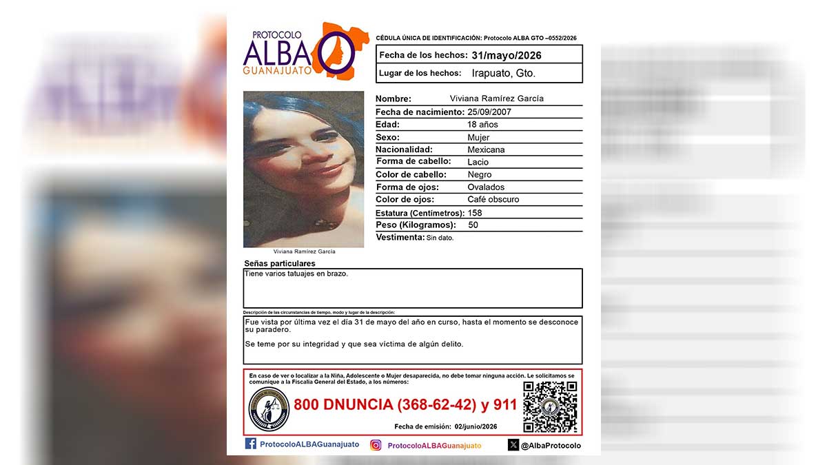 desaparece Viviana Ramírez García en Irapuato