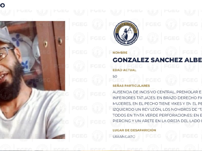 Buscan a Alberto González Sánchez; desapareció al salir a trabajar en Uriangato
