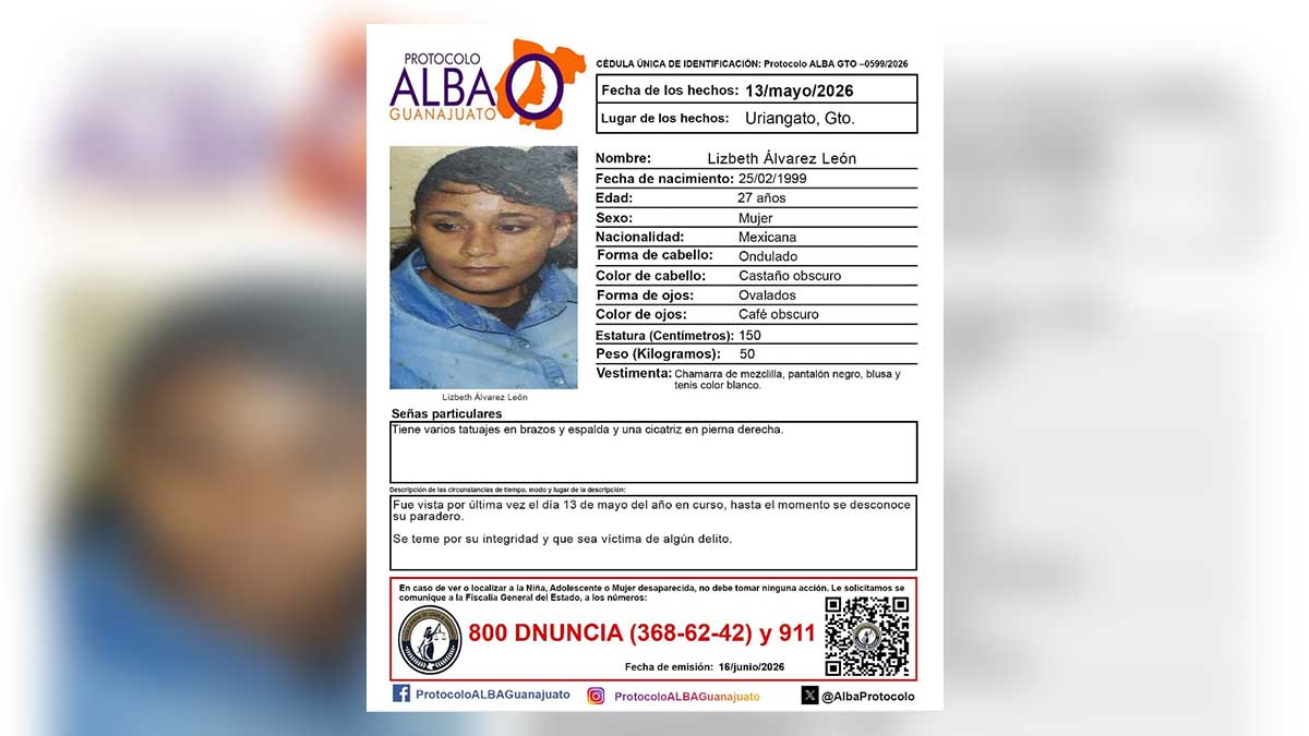 desaparece Lizbeth Álvarez León