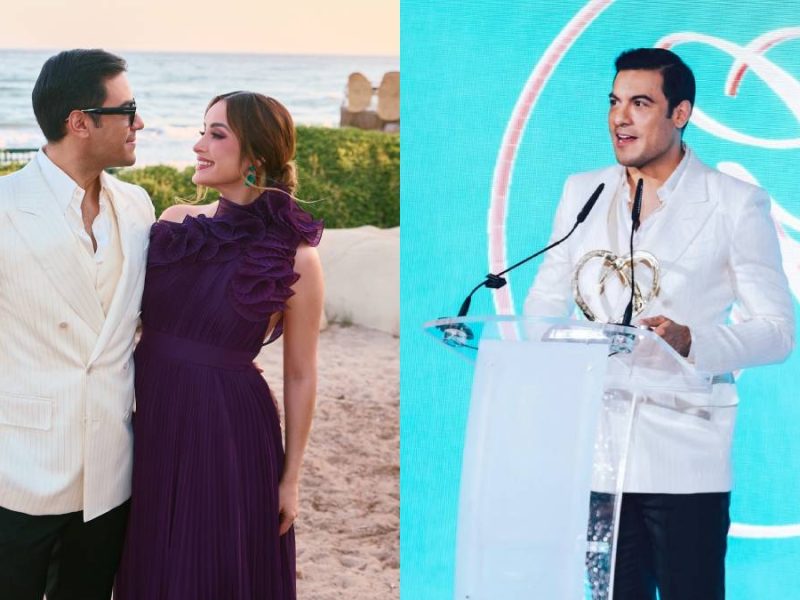 Carlos Rivera recibe el premio Global Gift Foundation junto a Cynthia Rodríguez