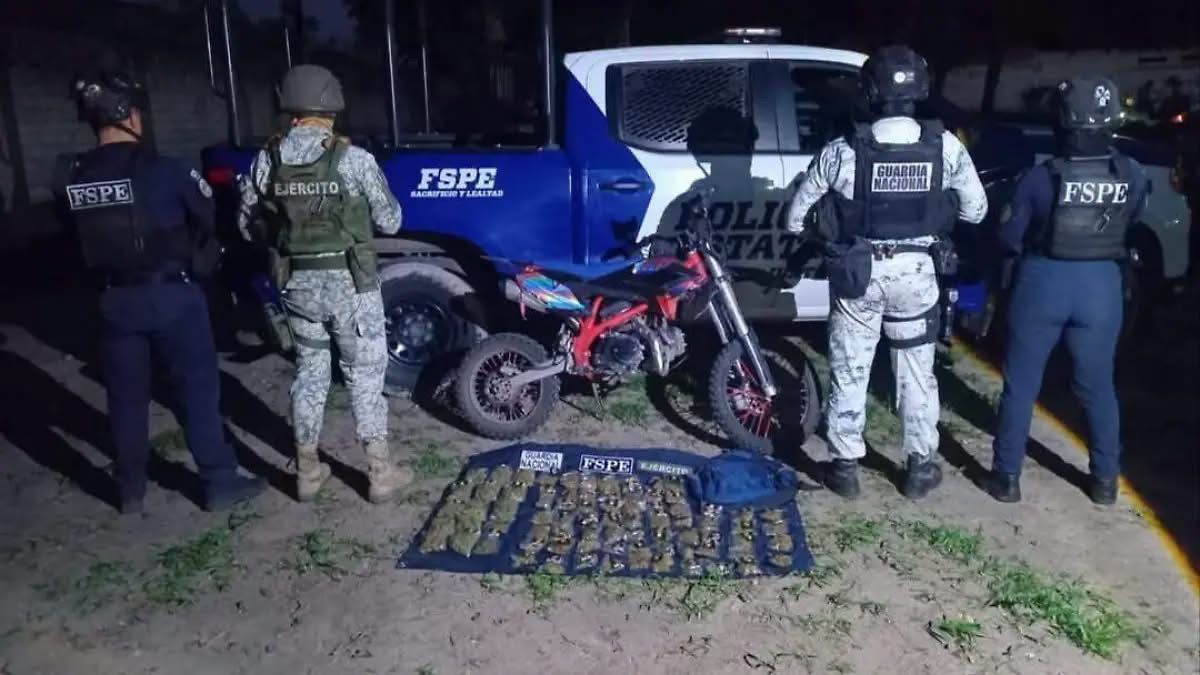 Elementos de las Fuerzas de Seguridad Pública del Estado lograron asegurar mil 227 dosis de marihuana durante un operativo en la carretera Pueblo Nuevo-Irapuato.