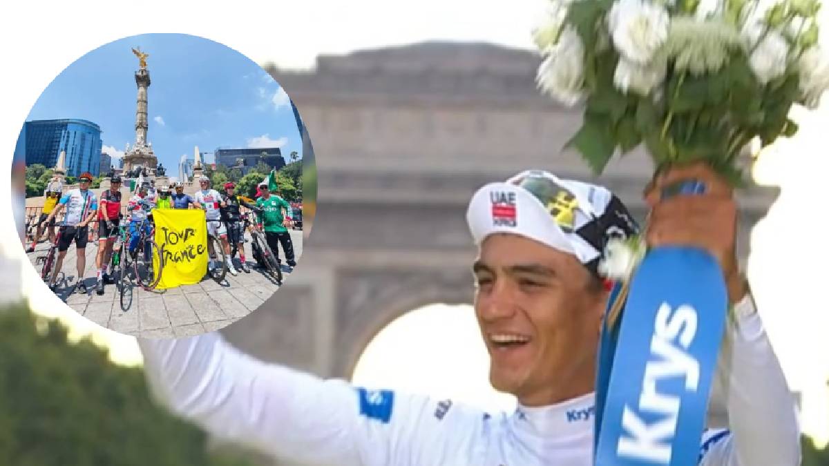 Histórico podio de Isaac del Toro en el Tour de Francia desata festejos en el Ángel de la Independencia - Foto: Ángel Vargas y Captura de pantalla.
