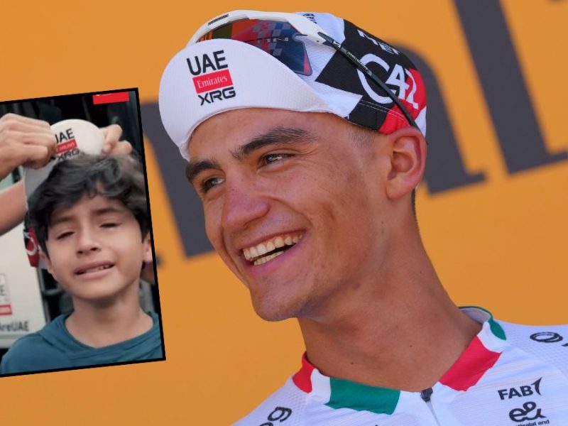Isaac del Toro hace llorar a un niño en el Tour de Francia tras tierno regalo y un viaje desde México