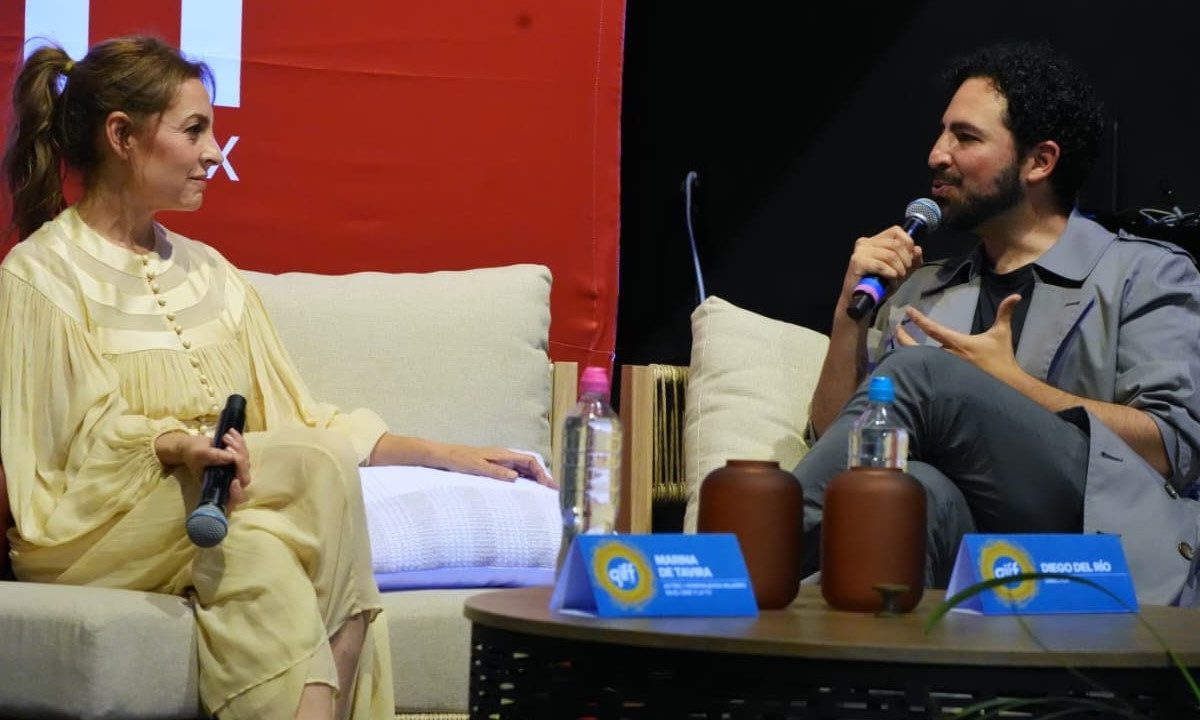 Marina de Tavira durante su conferencia magistral en el GIFF junto a Diego del Río