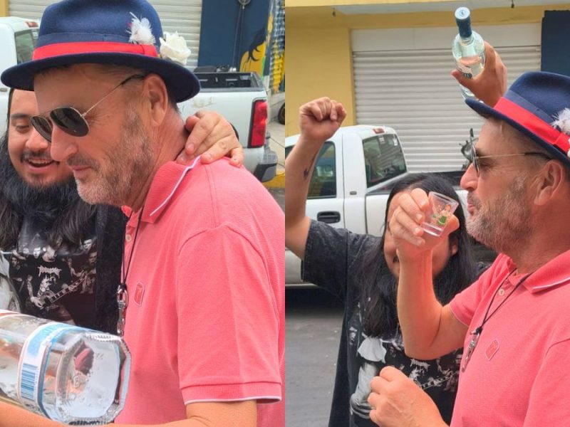 ¡Fondo, fondo! Aficionados ingleses prueban el tequila antes de jugar contra México