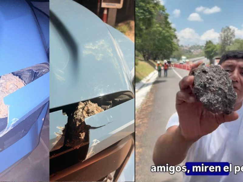 Diputado denuncia que piedra de obra le destroza auto en la Guanajuato-Silao