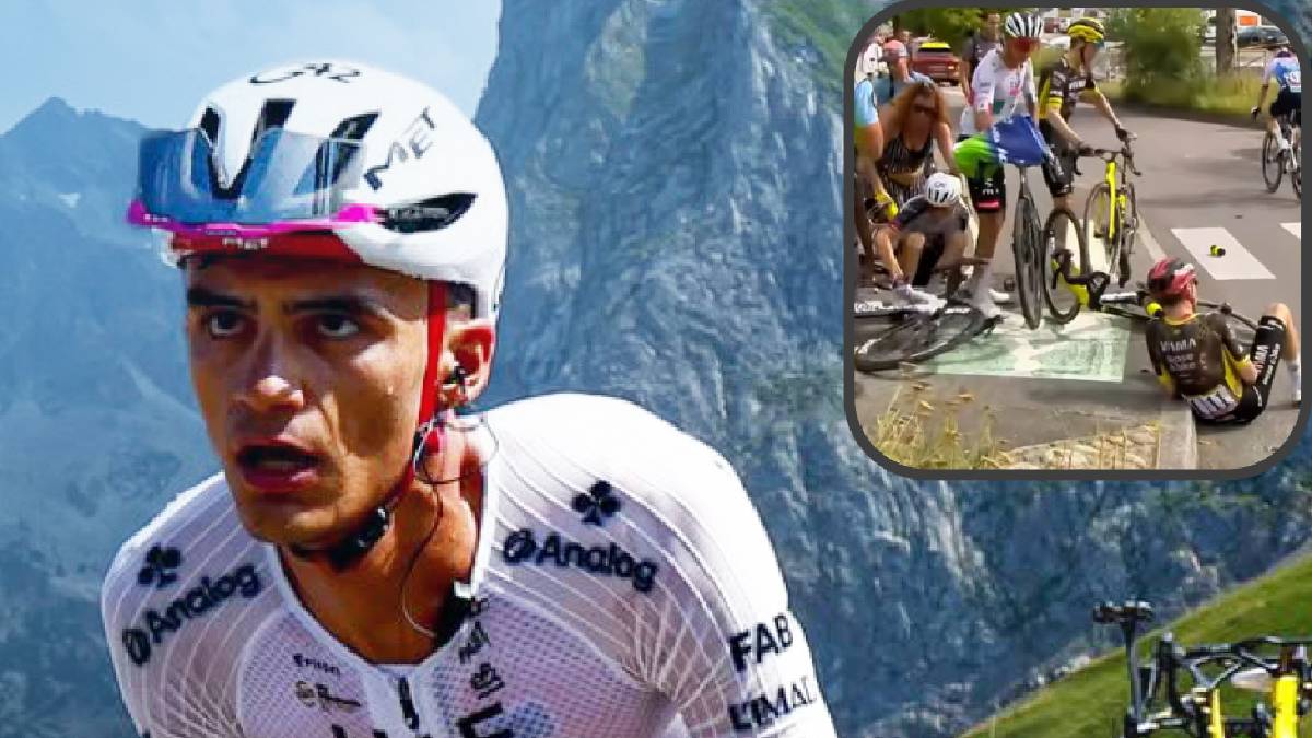 Isaac del Toro sufre caída en Etapa 15 del Tour de Francia 2026 pero remonta hasta el tercer lugar  - Foto: UAE Team y Captura.