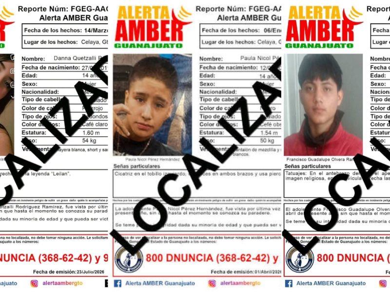 Alerta en Celaya por menores de edad  desaparecidos y luego localizados sin vida