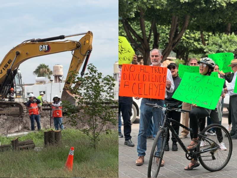 “¡No al ecocidio!”: Protestan en Celaya por tala ante tren de pasajeros