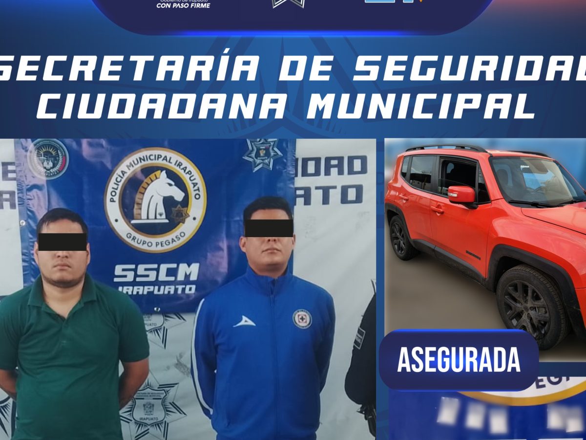 Caen en Irapuato dos presuntos “cristaleros” con droga y antecedentes tras persecución