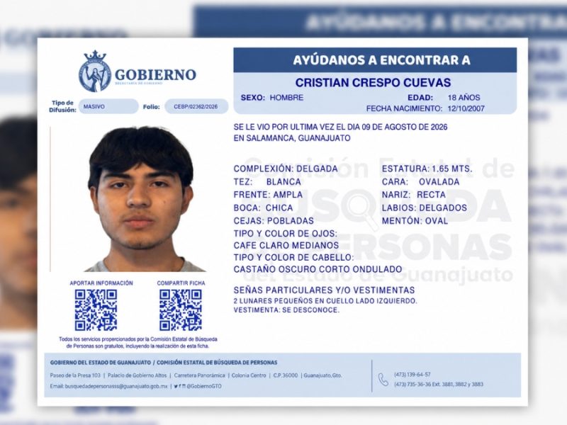 ¿Dónde está Cristian Crespo Cuevas?: Desapareció el 9 de agosto en Salamanca