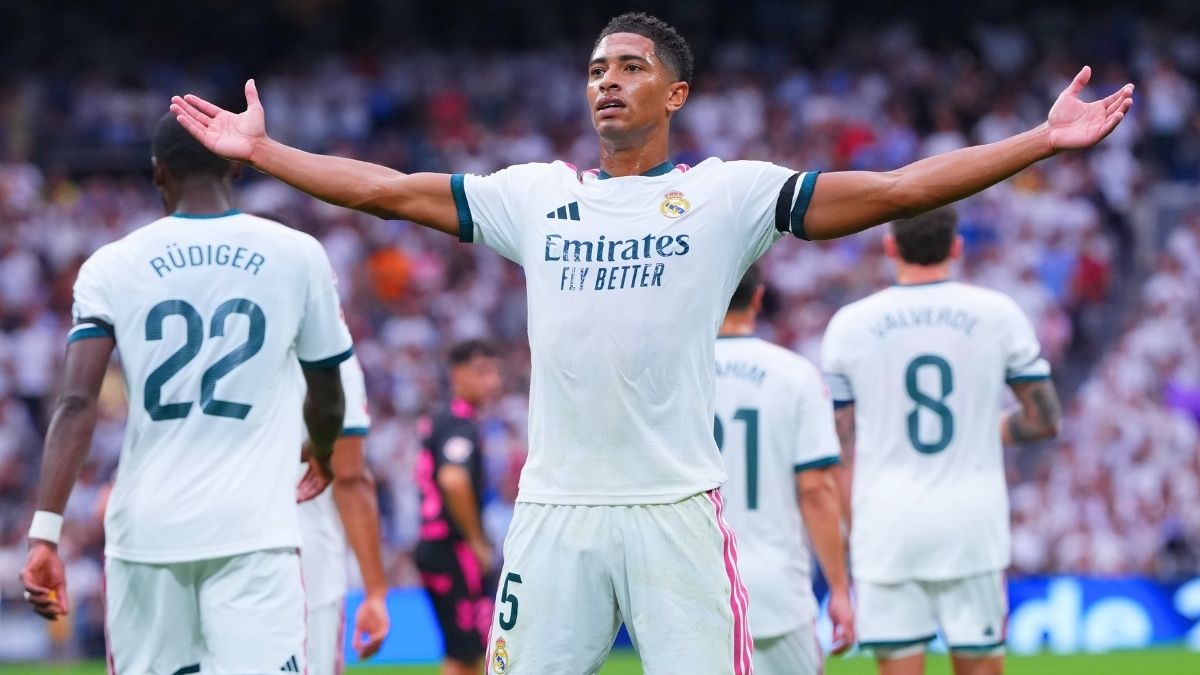 Jude Bellingham celebra en la victoria del Real Madrid. AP.