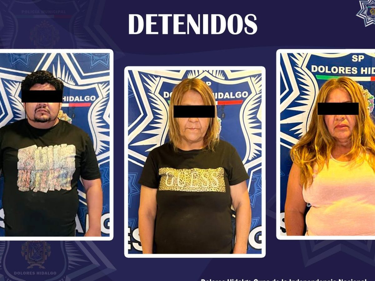 Capturan a tres personas por presunto robo a negocio en Dolores Hidalgo 