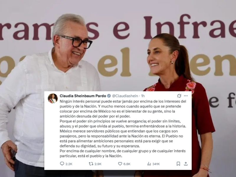 Fuego en la 4T: Rocha Moya reta a Sheinbaum y ella condena su actuar