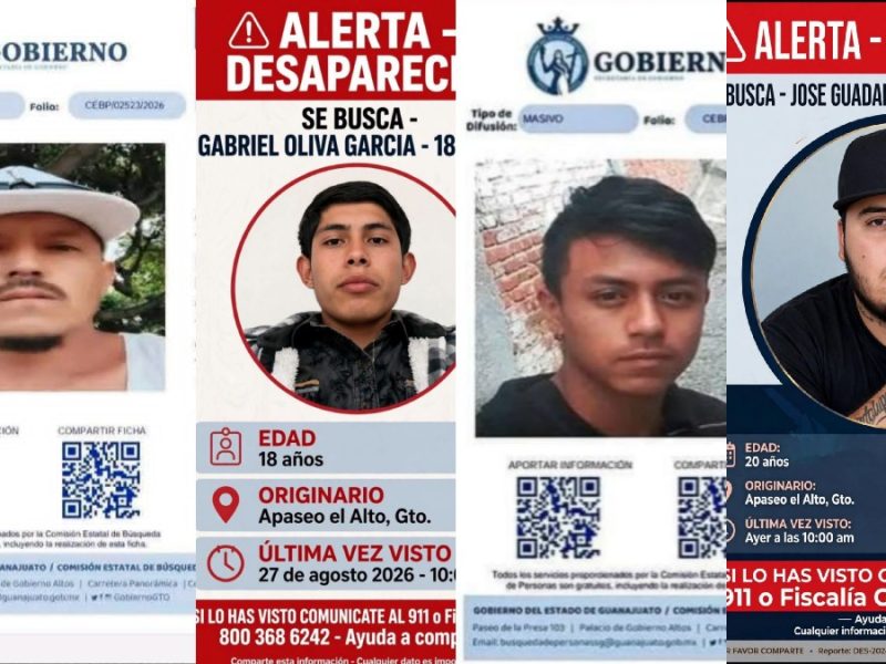 Desaparecen cuatro hombres en Apaseo el Alto el mismo día