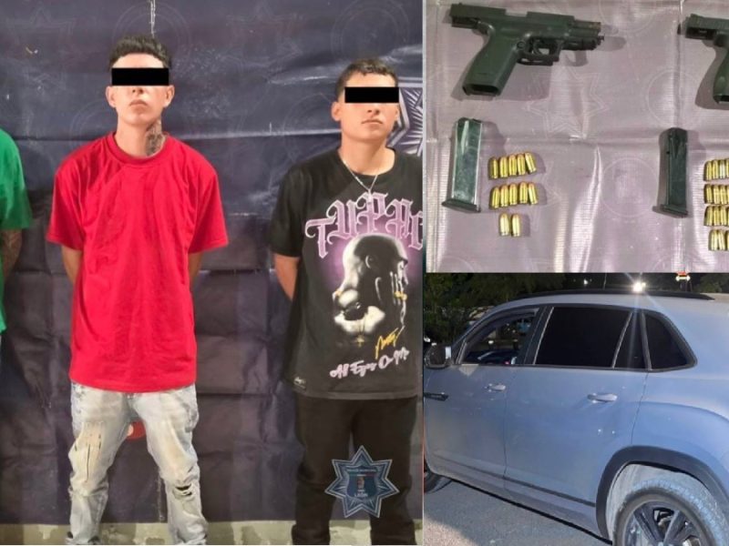 Caen tres hombres con armas, cargadores y cartuchos, tras persecución por calles de León
