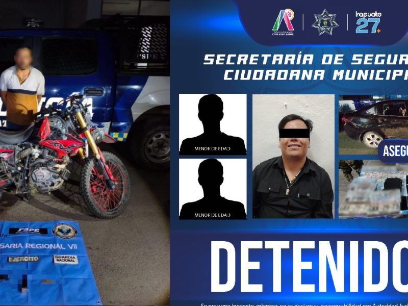 Detienen a cuatro con armas y aseguran auto en operativos de Salamanca e Irapuato