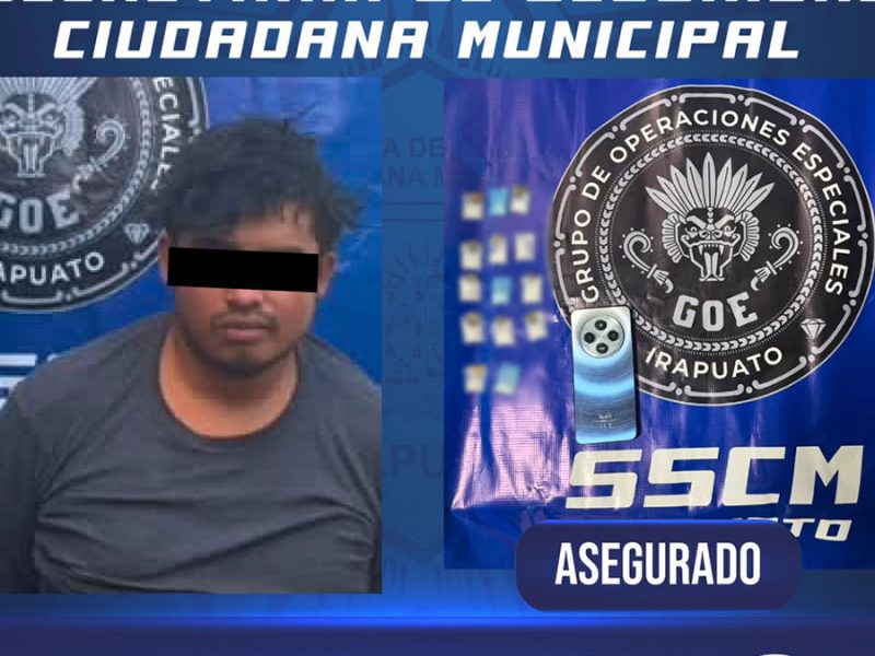 Iba en moto sin casco y cae con droga: Tiene historial de robos en Irapuato
