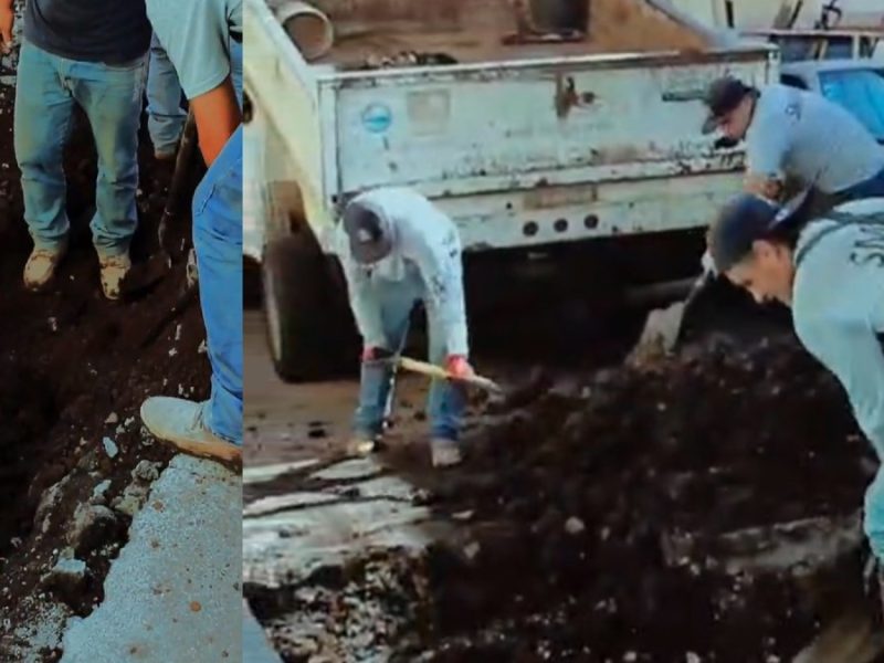 Reparan socavón de tres metros en Moroleón; alertan por red de drenaje obsoleta