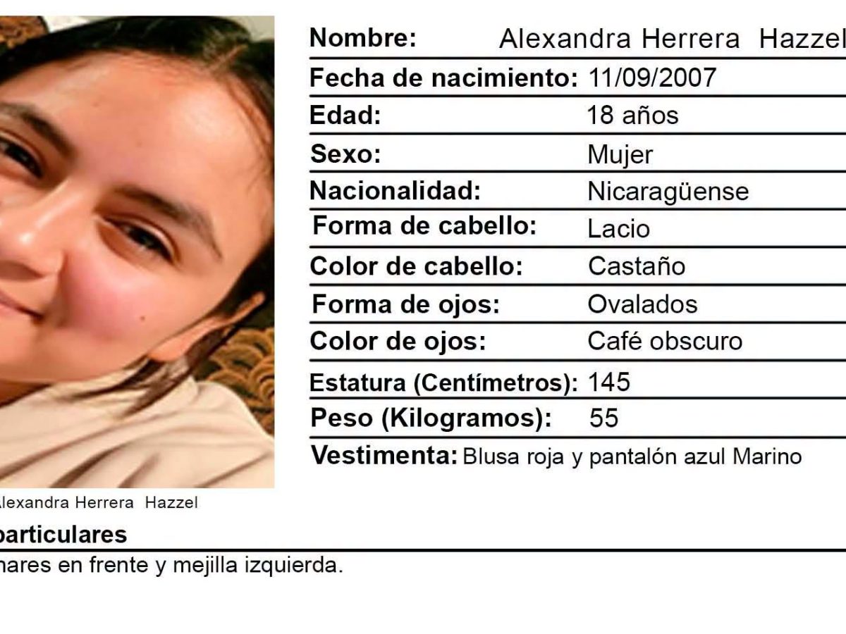 Buscan a Alexandra Herrera Hazzel, joven nicaragüense desaparecida en Dolores Hidalgo