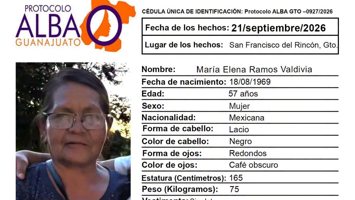 Buscan a María Elena Ramos tras desaparecer en San Francisco del Rincón