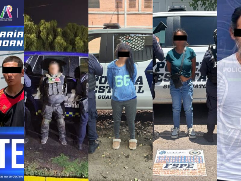 Detienen a seis personas en distintos hechos en Pénjamo, Irapuato y León con drogas y armas