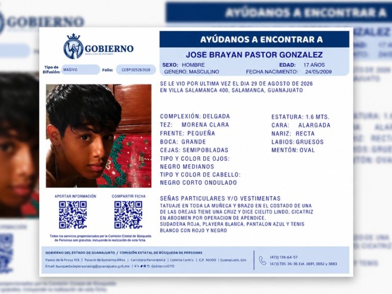 Desaparece el adolescente José Brayan Pastor González en Villa Salamanca 400