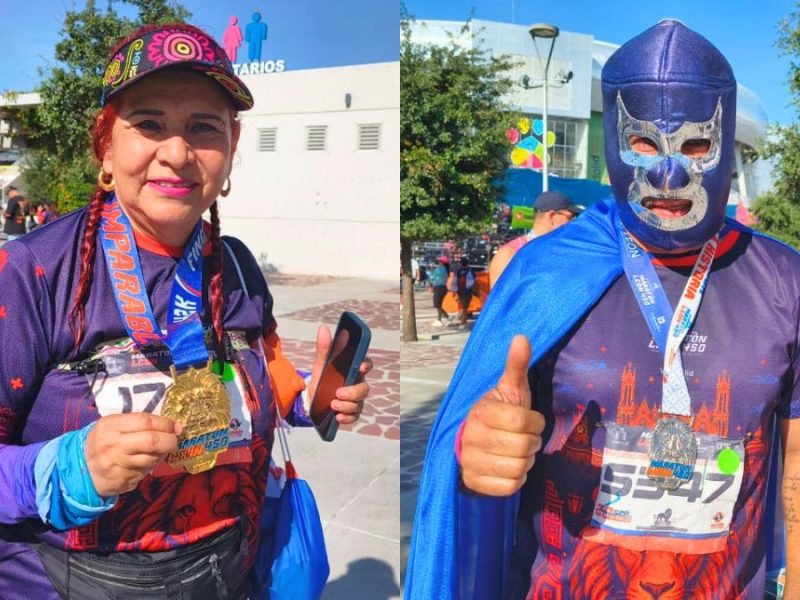 Un luchador y una regia de 67 años se roban el show en el Maratón León
