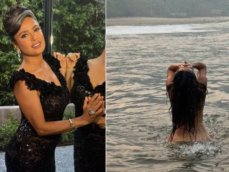 Salma Hayek celebra sus 60 años con atrevidas postales al natural, desde la playa