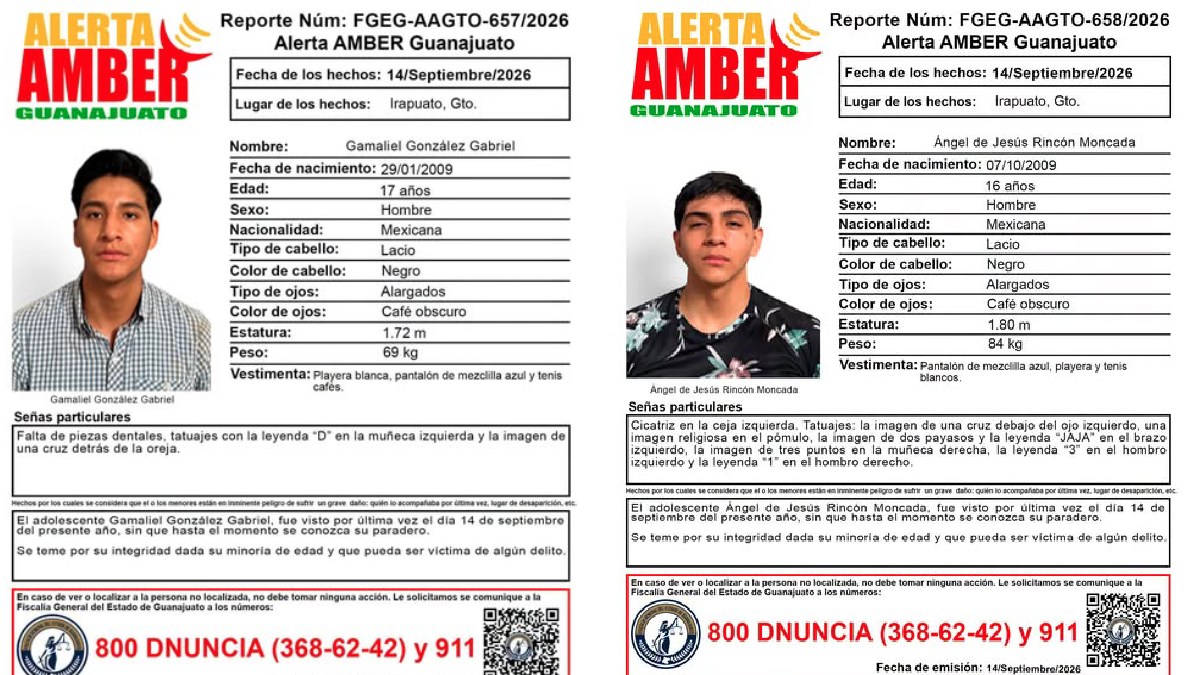 adolescentes desaparecidos Guanajuato