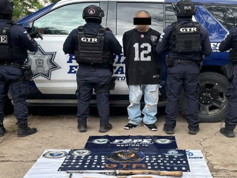 Corre pero cae con arma artesanal y cristal en Silao; sus cómplices escaparon