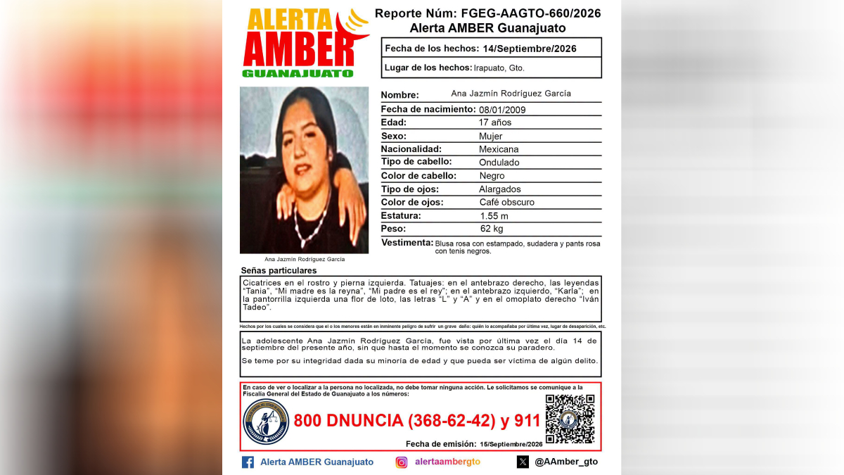 Irapuato desaparece Ana Jazmín Rodríguez