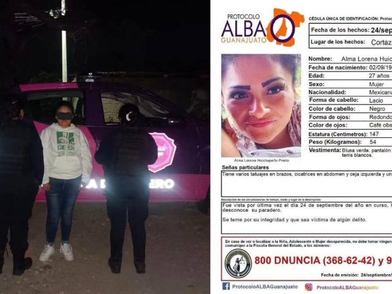 Localizan con vida a mujer reportada como desaparecida en Cortazar; agresor huyó
