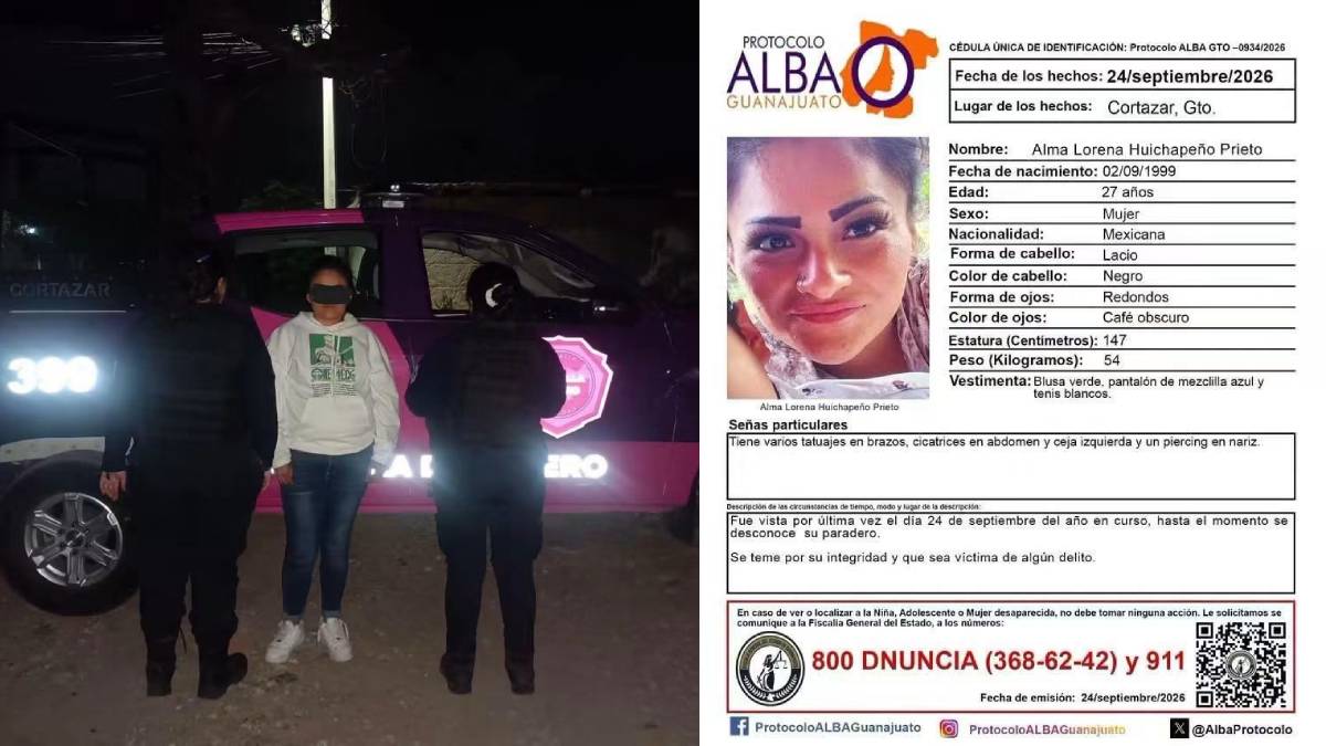 Localizan en Cortazar a joven desaparecida; presunto agresor huye al ver patrullas