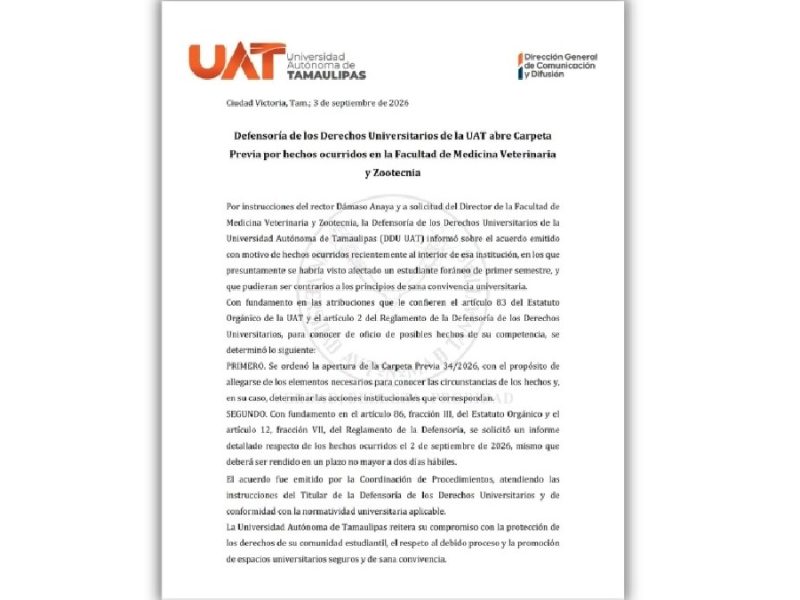 Novatada en la UAT manda a alumno al hospital
