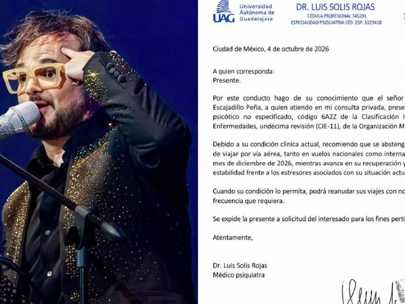 Aleks Syntek cancela gira por Europa tras diagnóstico de brote psicótico: ‘No puedo viajar’