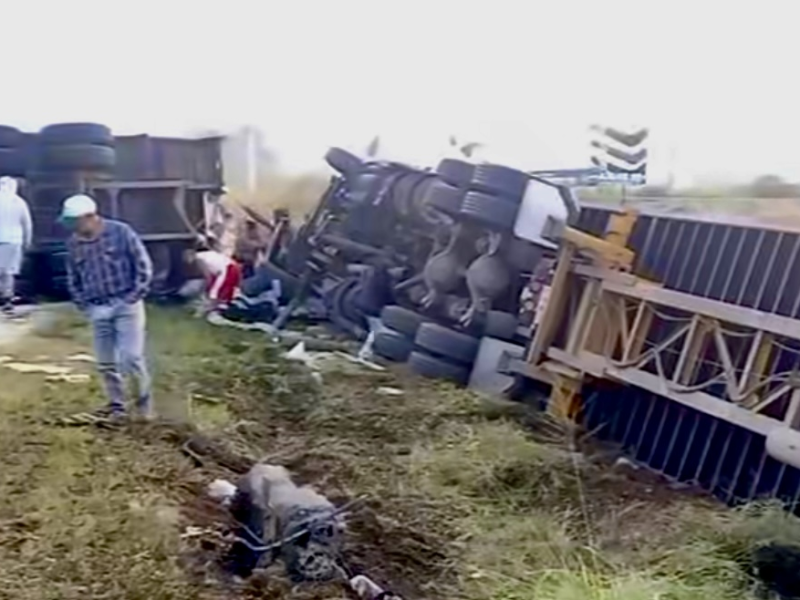 Choque entre tráiler y Torton en la Abasolo-Irapuato deja 2 heridos y caos vial