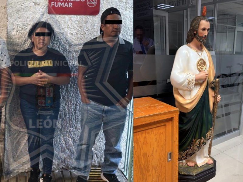 Imagen de San Judas Tadeo ya está resguardada en la Fiscalía y los ladrones, detenidos